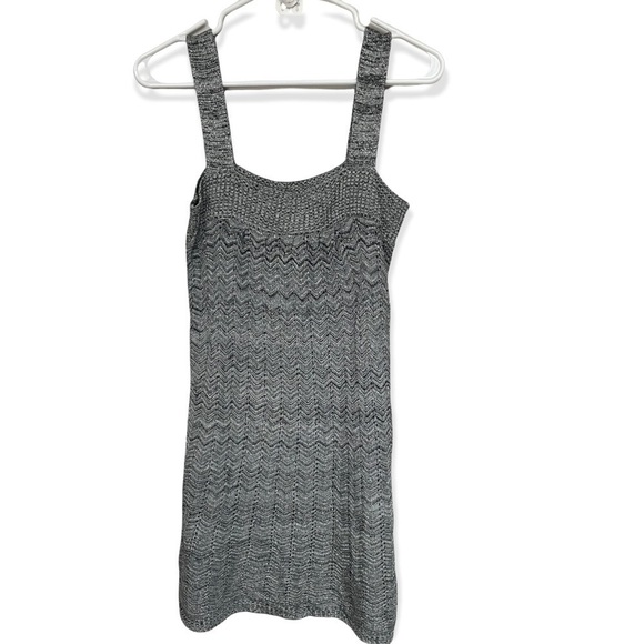 𝅺the Sweater Project Black Silver Metallic Tank Sweater Mini Dress, Medium - Picture 2 of 5